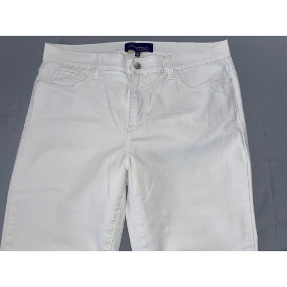 NYDJ Lift/Tuck Embellished Straight Leg Crop Stretch Denim Jeans. White, 12. EUC - Picture 2 of 5